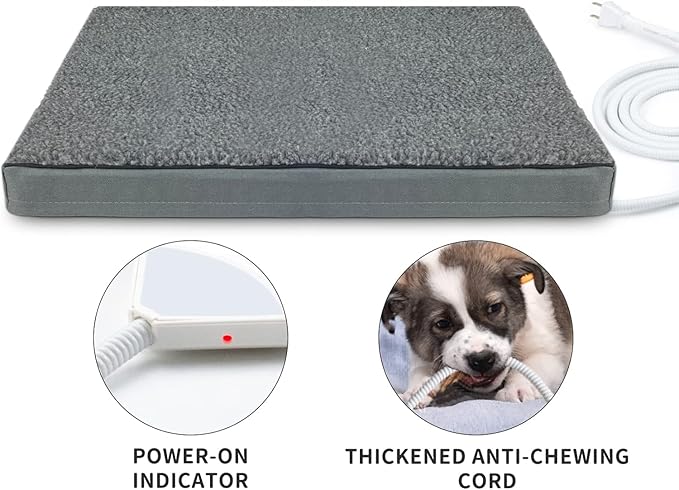 Heated Pet Beds for Indoor/Outdoor Cat & Dog Orthopedic Foam Warming Cat Beds Auto Temperature Control, Washable Cover with Waterproof Liner Thermo Kitty Electric Heating Bed