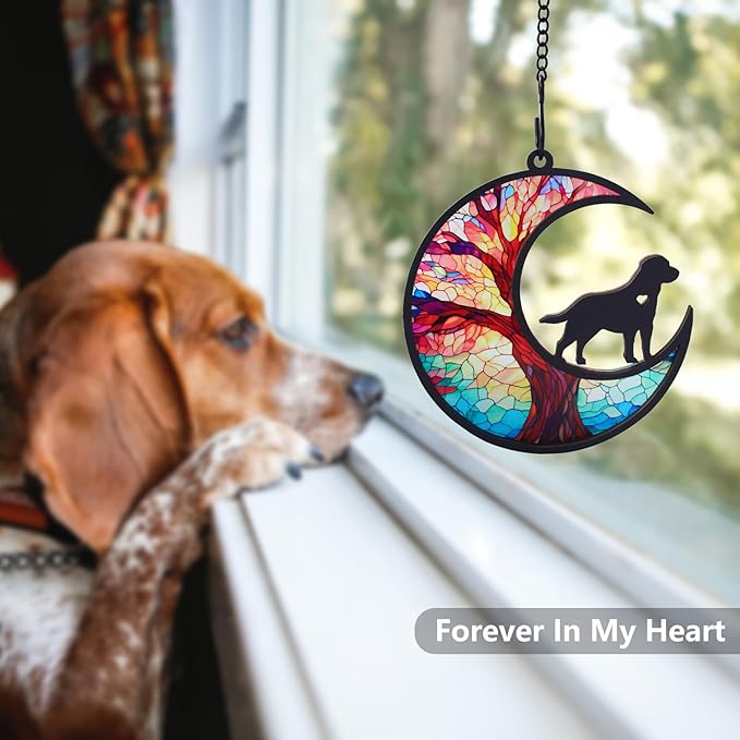 Labrador Memorial Suncatcher with Sympathy Cards,Dog Passing Away Gifts Personalized, Pet Memorial Gifts for Dogs,Labrador Retriever Gift for Window Hanging (6-Labrador)