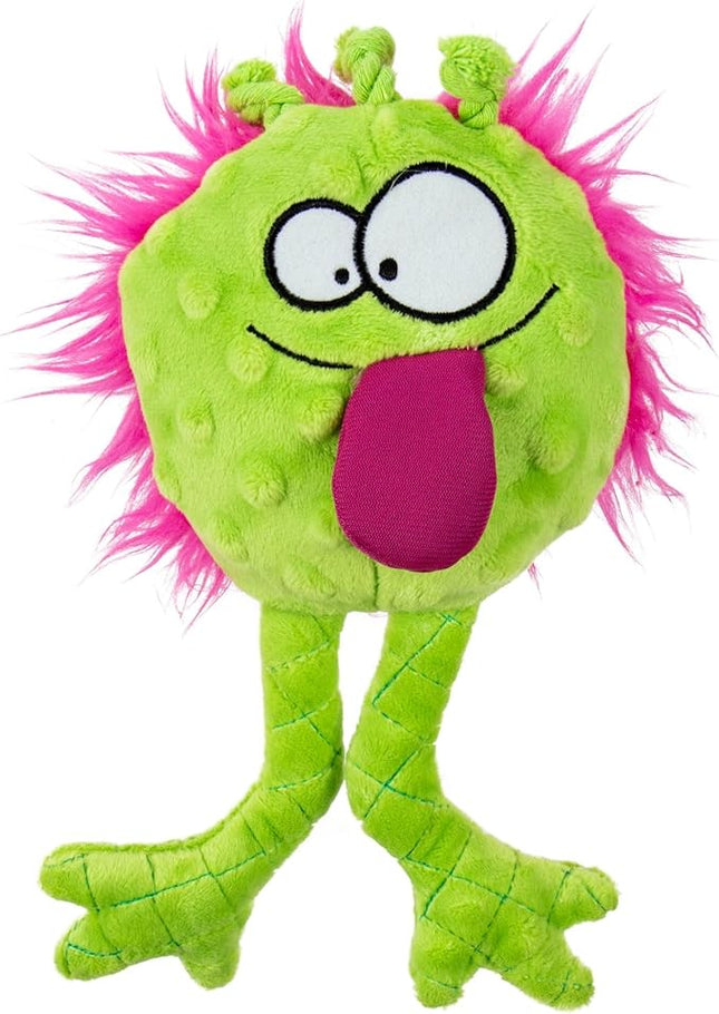goDog PlayClean Germs Squeaky Plush Dog Toy with Odor-Eliminating Essential Oils, Chew Guard Technology - Lime, Large