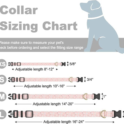 Rnivvi Dog Collar for Small Dogs, Cute Floral Heavy Duty Adjustable Puppy Collar with Quick Release Buckle for Girl & Female, Pet Accessories for Walking Running, S Length 3/4" Width, Coral Pink