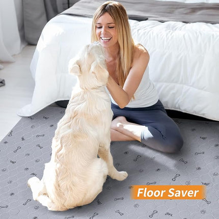 Washable Pee Pads for Small Pet, 2 Pack Reusable Pet Training Pads Washable,36x72 Absorbent Reusable Whelping Pads, Non-Slip Dog Mats with Bone Print for Rabbit Guinea Pig Hamster Puppy