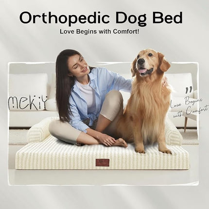 Dog Beds Large Size Dog, Waterproof Memory Foam Large Dogs Bed with Sides, Non-Slip Bottom and Orthopedic Foam Pet Couch Bed with Washable Removable Cover