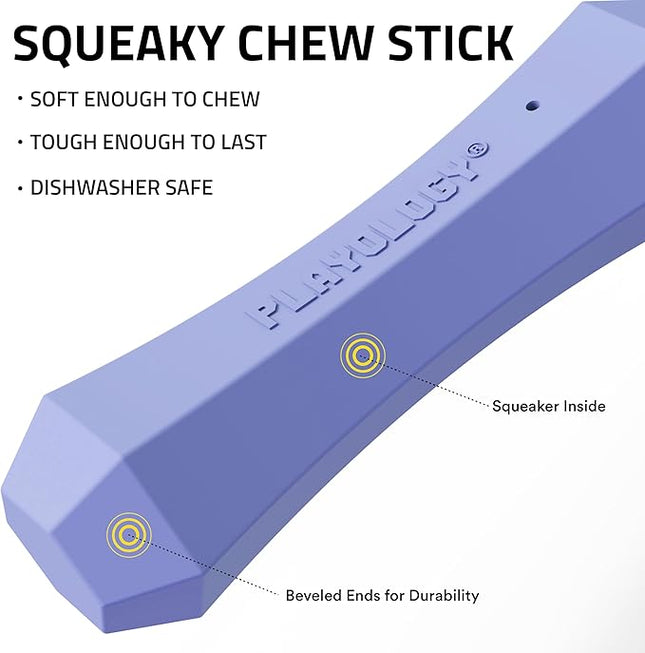 Playology Dog Toys | Durable Squeaky Chew Stick for Dogs | Jumbo Blueberry Scented Toy - Easy to Clean and Made from Non Toxic Materials