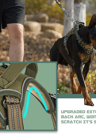 BUMBIN Tactical Dog Harness for Large Dogs No Pull, Famous TIK Tok No Pull Dog Harness, Fit Smart Reflective Pet Walking Harness for Training, Adjustable Dog Vest Harness with Handle Green XL