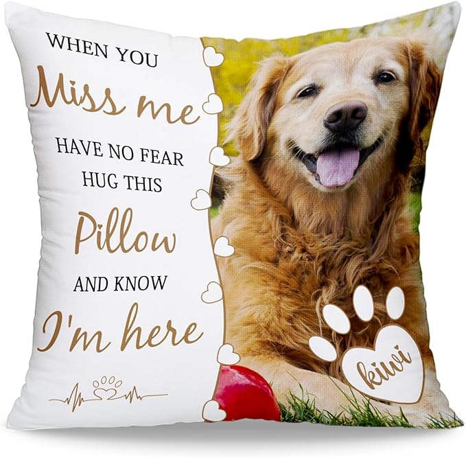 Funny DIY Custom Pet Memorial Gifts for Loss of Dogs, Personalized Dog Memorial Throw Pillows with Pictures Name, Pet Memorial Pillow, Customized Bereavement Sympathy Gifts for Pet Dog Cat Lover