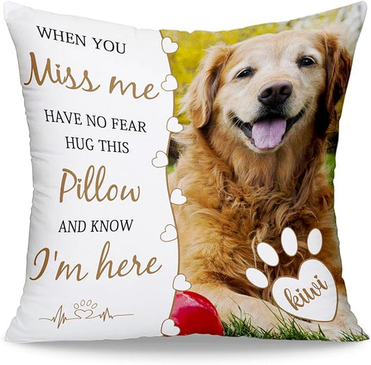 Funny DIY Custom Pet Memorial Gifts for Loss of Dogs, Personalized Dog Memorial Throw Pillows with Pictures Name, Pet Memorial Pillow, Customized Bereavement Sympathy Gifts for Pet Dog Cat Lover