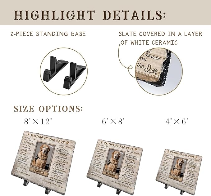 Personalized Pet Memorial Stone, Custom Dog Memorial Gifts for Loss of Dog with Photo Name Date, Dog Remembrance Gift, Loss of Dog Sympathy Gift for Dog Cat Lovers (Quote 6)