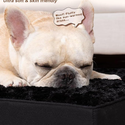 KSIIA Dog Crate Bed Waterproof Dog Bed for Crate Soft Rose Velvet Supportive Kennel Pad for Medium Pets with Removable Washable Cover & Non-Slip Bottom, 29 x 18 Inch, Black