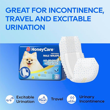 HONEY CARE All-Absorb A27 Male Dog Wrap, 50 Count, Extra Small