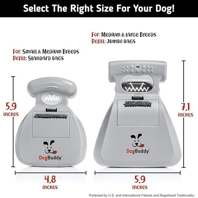 DogBuddy Pooper Scooper, Portable Dog Pooper Scooper, Poop Scooper for Small and Large Dogs, Pooper Scooper with Bag Attachment, Leash Clip and Dog Waste Bags Included (Large, Mist)