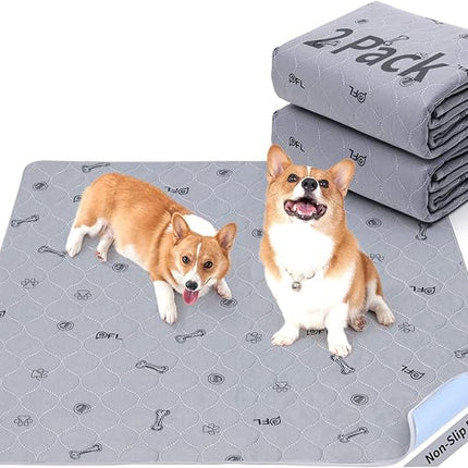 Washable Pee Pads for Dogs, 24x36 Reusable Absorbent Whelping Pads with Non-Slip Waterproof Bone Print