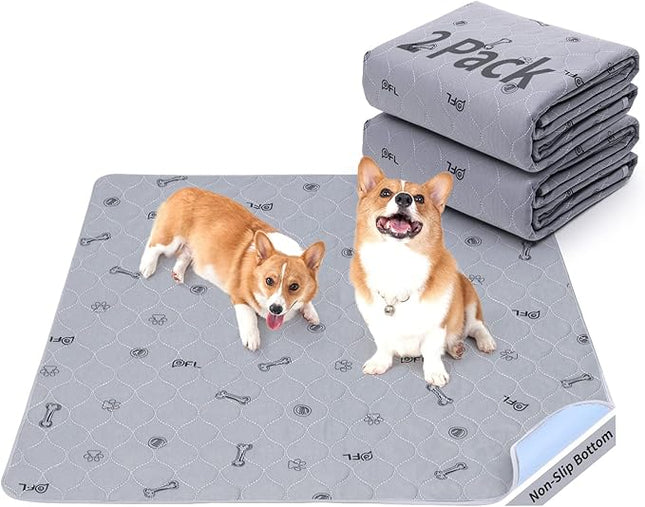 Washable Pee Pads for Dogs, 24x36 Reusable Absorbent Whelping Pads with Non-Slip Waterproof Bone Print