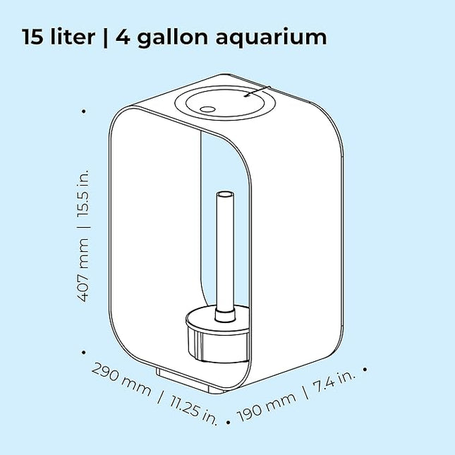 biOrb Life 15 Acrylic 4-Gallon Aquarium with White LED Lights Modern Compact Tank for Tabletop or Desktop Display, White