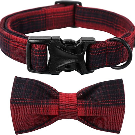 Lionet Paws Gird Dog Collar with Plastic Buckle, Cotton Fall Winter Bowtie Collar, Light Adjustable Collars for Small Medium Large Dogs
