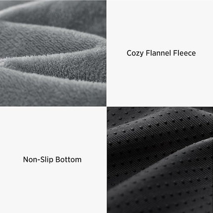 LE SURE Washable Dog Bed Cover Replacement - Large Size Flannel Plush Fleece Cover for Orthopedic Pet Mat 35x22x3 Inches, Grey