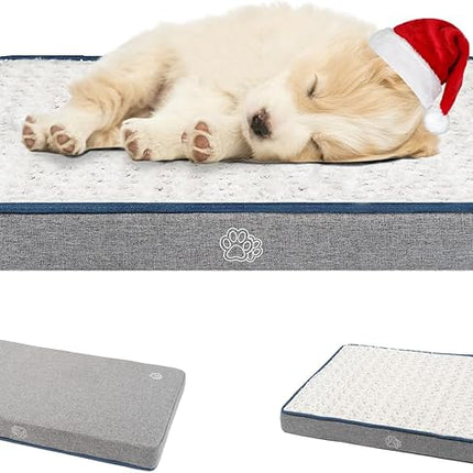 EMPSIGN Reversible Cool and Warm Dog Bed for Crate Pad, Pet Beds with Washable and Removable Cover, Dogs Crate Bed Sleeping Mats, Bed for Dog Crate for Large Medium Small Dogs, Grey