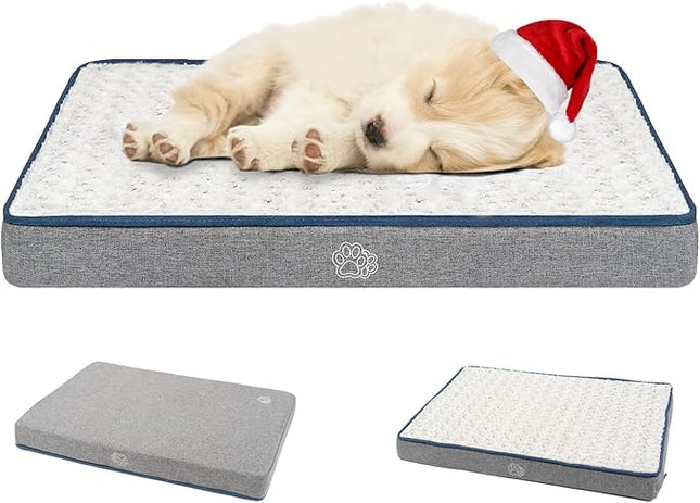 EMPSIGN Reversible Cool and Warm Dog Bed for Crate Pad, Pet Beds with Washable and Removable Cover, Dogs Crate Bed Sleeping Mats, Bed for Dog Crate for Large Medium Small Dogs, Grey