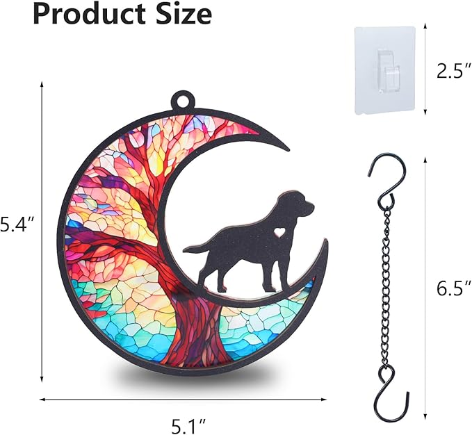 Labrador Memorial Suncatcher with Sympathy Cards,Dog Passing Away Gifts Personalized, Pet Memorial Gifts for Dogs,Labrador Retriever Gift for Window Hanging (6-Labrador)