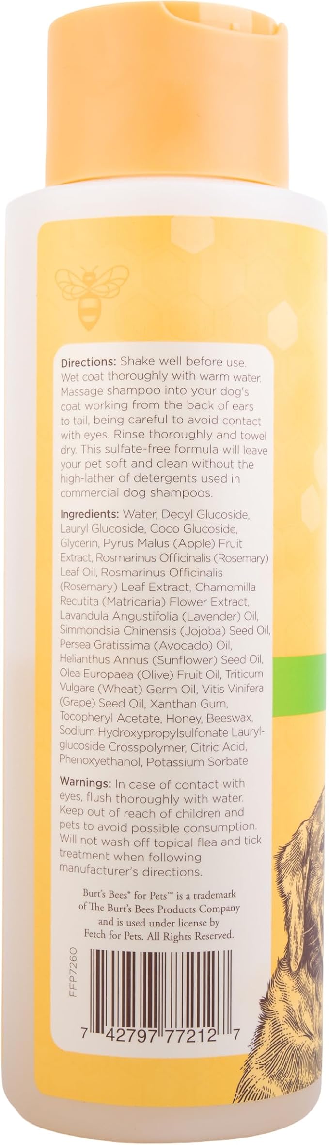 Burt's Bees for Pets Deodorizing Dog Shampoo with Apple and Rosemary, 95% Natural Origin Formulas, Dog Deodorizing Shampoo - Gentle Dog Shampoo, Best Dog Shampoo for Smelly Dogs, 16 oz