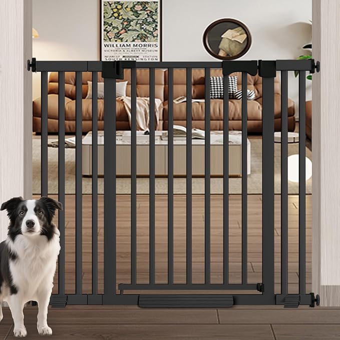 41" Extra Tall Baby Gate for Big Dog No Jumping Over, 30-49.2" Wide Pet Safety Gate Indoor for Doorways No Drilling,Auto Close Child Puppy Gates for Stairways Pressure Mounted (Black)