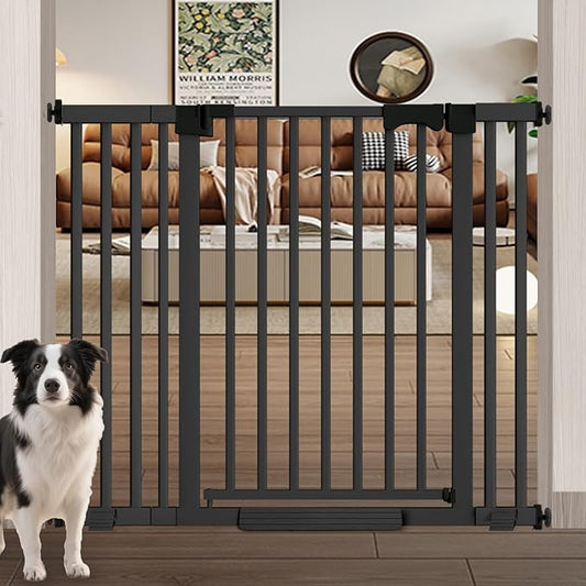 41" Extra Tall Baby Gate for Big Dog No Jumping Over, 30-49.2" Wide Pet Safety Gate Indoor for Doorways No Drilling,Auto Close Child Puppy Gates for Stairways Pressure Mounted (Black)