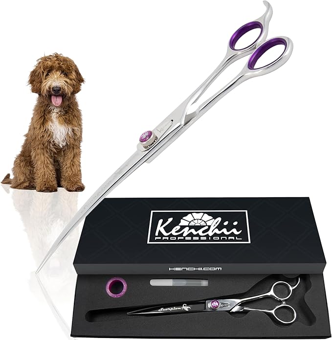Kenchii Scorpion Dog Grooming Scissors, 8 Inch Curved Shears, Dog Scissors for Grooming, Professional Pet Grooming Scissors, Heavy Duty, Durable and Sharp