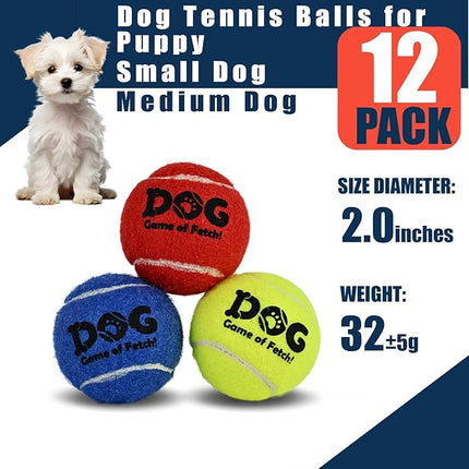 AMA SPORT Small Tennis Balls for Dogs 12 Pack 2.0" Orange Dog Tennis Balls for Puppy Small Dog Toys, Designed for Dogs Floating, Water-Hunting, Fetch, Fun Playing, Daily Exercise, Mid-air Catching