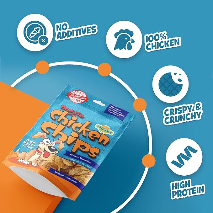 Chip's Naturals Doggie Chicken Chips Large 15 oz All Natural High Protein Low Calorie Healthy Dog Treats, Grain Free Gluten Free USDA Inspected & Approved Chicken Treat for Dogs, Pet Supplies