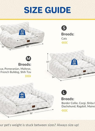 Cat Bed Cats Couch for Puppy and Kitten, Fluffy Pet Couch Small Dog Sofa Bed, Supportive Cat Sofa for Indoor Cats, Washable Cover & Non-Slip, 26 inch, White