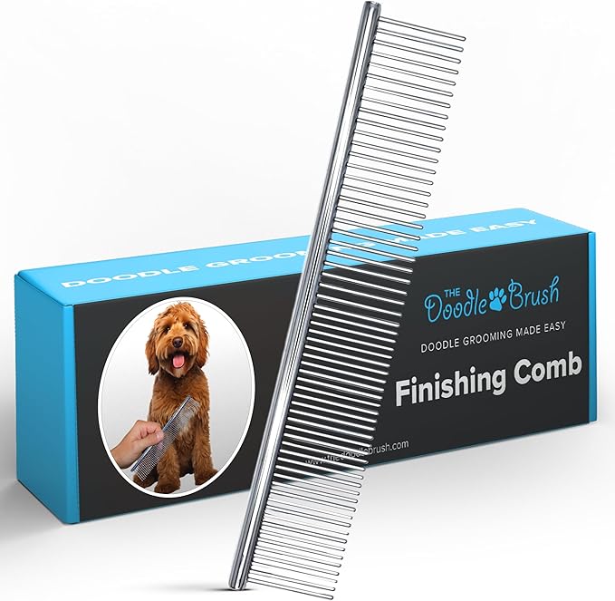 Dog Combs for Grooming, Metal Comb for Dogs, Goldendoodle, Doodle Dog Grooming Comb, Great for Poodle, Labradoodle, Cockapoo & Goldendoodle - Finishing Combs for Dogs & Doodles