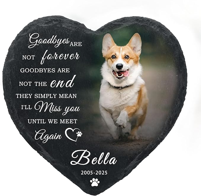 Dog Memorial Gifts for Loss of Dog Cat,Personalized Pet Memorial Stone with Photo Name,Custom Pet Remembrance Gifts,Cat Memorial Sympathy Gift,Dog Passing Away Gifts,Memorial Plaques for Dogs