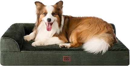 EHEYCIGA Memory Foam Dog Bed XLarge Sized Dogs, Extra Large Dog Bed Orthopedic with Washable Removable Cover, Waterproof XL Pet Bed Couch for Crate, 41x27x6 Inches, Dark Green
