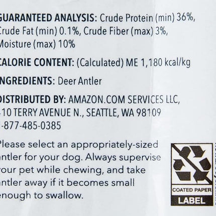 Amazon Brand - Wag Dog Deer Antler Chew, Naturally Shed. Whole, Small, Long Lasting for Aggressive Chewers, Best for Dogs under 15 lbs, 4 - 5.5 inches