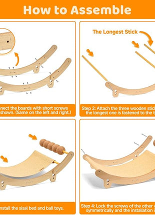 Cat Scratcher Sisal Cat Bed with Ball Toy Large Hammock Cat Scratchers for Indoor Cats Adults Scratching Board for Cat Scratch Pad Furniture Protector Lounger