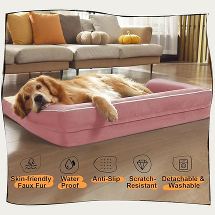 Dog Bed Large Sized Dogs-Orthopedic Waterproof Bed for Dogs,Large Dog Beds with Washable Removable Cover & Non-Slip Bottom