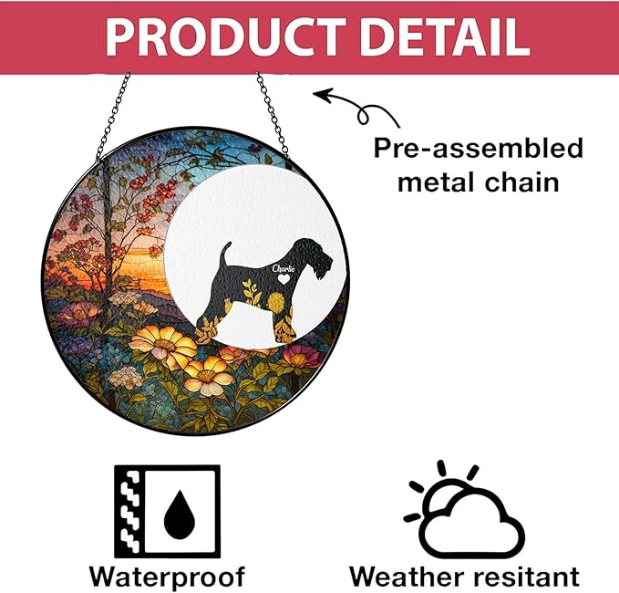 Personalized Yorkshire Terrier Dog Memorial Suncatcher, Custom with Name, Breed, Date, Steel Glass, Pet Memorial, Remembrance