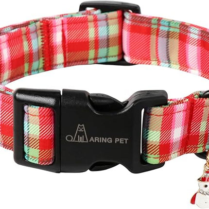 ARING PET Christmas Dog Collar-Cute Red Green Plaid Dog Collars, Adjustable Christmas Pet Collars Puppy Collar with Quick Release Buckle for Girl&Boy Dogs