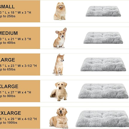 BFPETHOME Dog Beds for Large Dogs, Plush Dog Crate Bed Fluffy Cozy Kennel Pad for Sleeping &Ease Anxiety, Washable Pet Mats with Anti-Slip Bottom for Large Medium Dogs, Pet Bed, Grey
