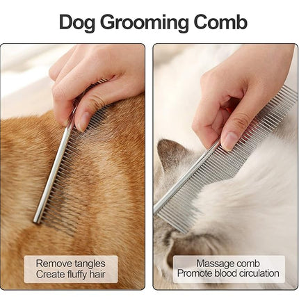 Lamoutor 7Pcs Pet Flea Comb Fine Tooth Comb and Pet Stainless Steel Combs for Dogs Cats Pet