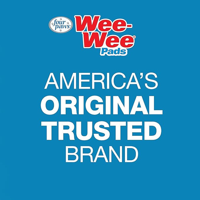 Four Paws Wee-Wee Super Absorbent Unscented Pee Pads for Dogs & Puppies with Insta-Rise Border, Leak-Proof Dog Housebreaking Potty Training Floor Protection, 22" x 23", 50 Count