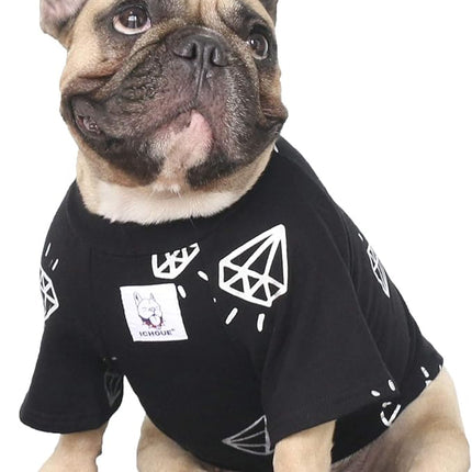 iChoue English Bulldog T Shirts Clothes for Medium Dogs Large French Frenchie Pug English Pitbull Boston Terrier - Black Diamond, XXL
