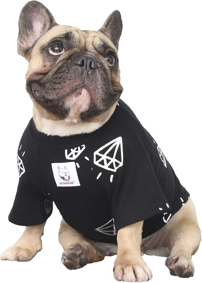 iChoue English Bulldog T Shirts Clothes for Medium Dogs Large French Frenchie Pug English Pitbull Boston Terrier - Black Diamond, XXL