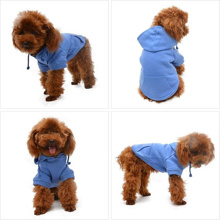 Lovelonglong Blank Basic Hoodie Sweatshirt for Dogs 100% Cotton Fits Small Medium Dachshund Large Dog Royle Blue S