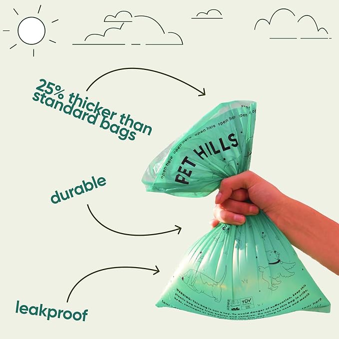 Heavy Duty Compostable Dog Poop Bags – 270 Count, 25% Thicker, Leakproof & Unscented Refills, Fits All Dispensers, Plant-Based, TÜV OK Compost HOME Certified