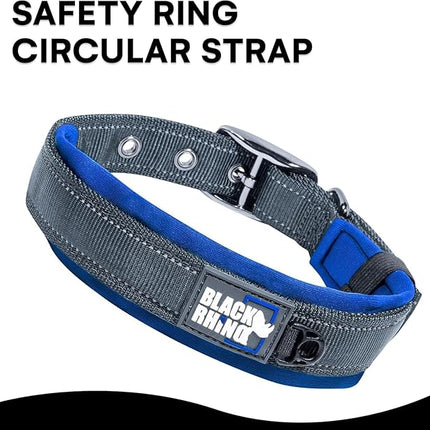 Black Rhino - The Comfort Collar Ultra Soft Neoprene Padded Dog Collar for All Breeds, Dog Collars for Large Dogs - Heavy Duty Adjustable Reflective Weatherproof (XLarge, Blue/Grey)