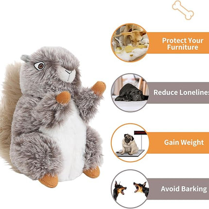 DODODOLA Dog Toys Plush Squirrel Stuffed Animals Chew Toy Soft Squeaky Gift for Small Medium Big Large Dogs Pet