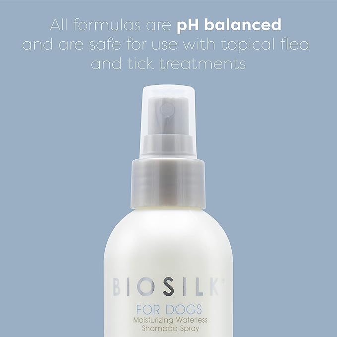 BioSilk for Dogs Silk Therapy Deep Moisture Waterless Shampoo Spray, 8 oz | Best Waterless Shampoo Spray for All Dogs and Puppies, 8 Ounces Dry Dog Shampoo