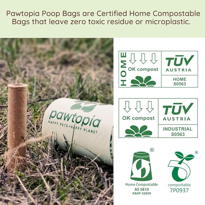 Biodegradable Dog Poop Bags, 60 Count, Certified Home Compostable, Leak-Proof, Easy Open