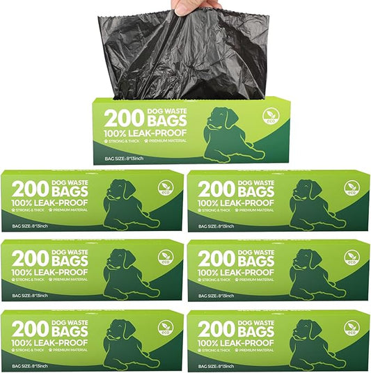 Sherr 6 Boxes Dog Poop Bags Bulk Leak Proof Dog Waste Bags Doggy Poop Bags Pet Waste Bags for Puppy Pets Outdoor Walking and Travel