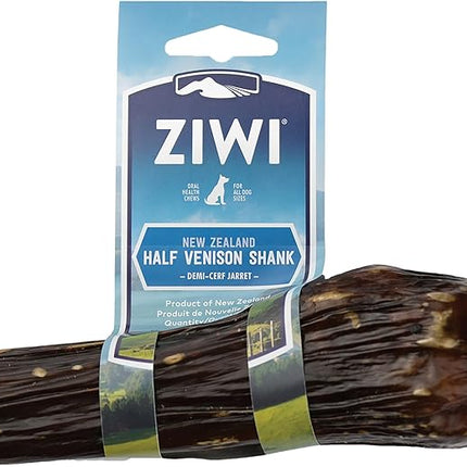 ZIWI Venison Deer Half Shank – 2-in-1 Dog Bone Chew Treat Wrapped in Beef Esophagus - All Natural, Air-Dried